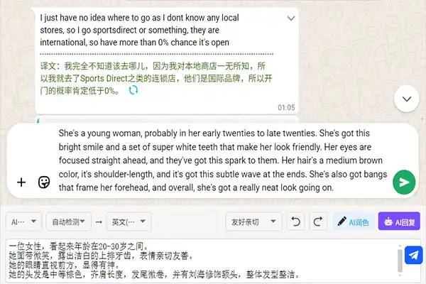 OneChat实时翻译功能 - AI翻译引擎支持100+语言聊天翻译、WhatsApp翻译、Telegram翻译